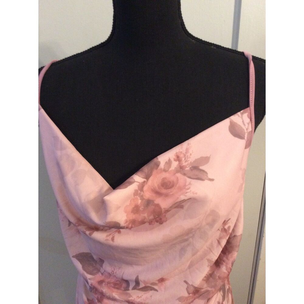 Y2K Romwe Pink Floral Strapless Cross Straps Ruched Maxi Dress XL (12) - Picture 2 of 7